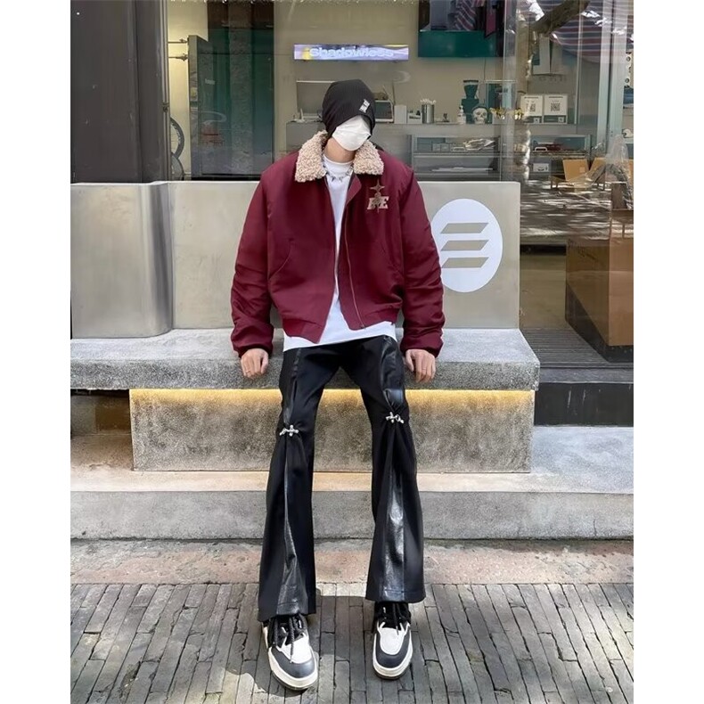 美式复古羊羔毛翻领时尚棉服男女冬季小牛津棉衣HY520-P78,男装夹克,星座1109-3