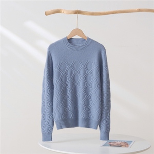 2025年新款百搭菱形提花圆领长袖羊绒衫，童装儿童羊绒衫，轩曦羊绒