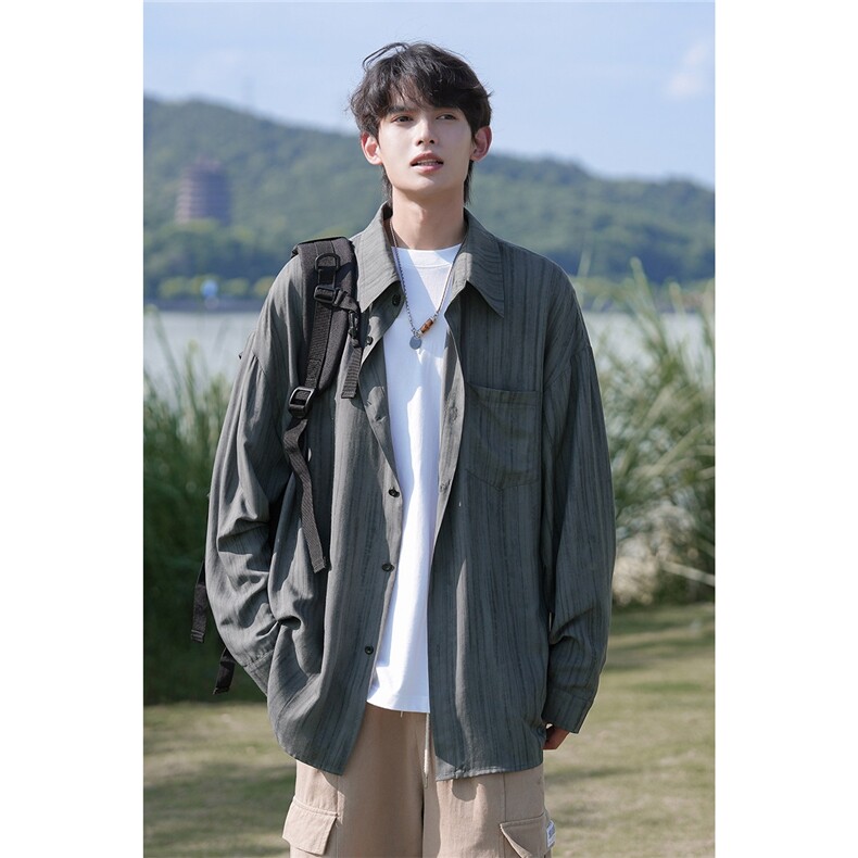 2026夏季扎染翻领男冰丝垂感透气防晒衬衣C5530特P40建议零售价98,男装防晒衣,电商A001