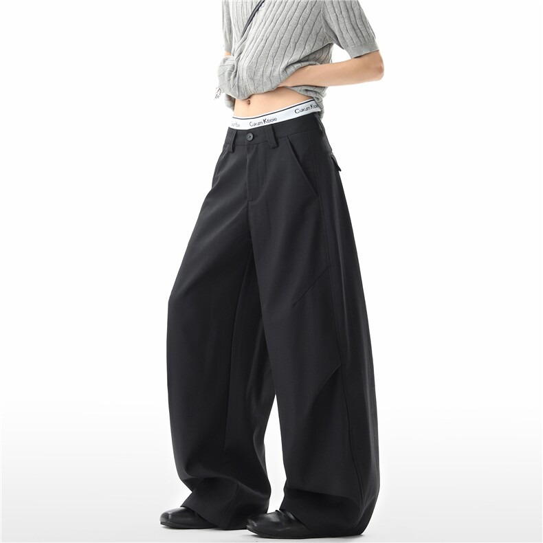 美式黑色弯刀卫裤男款秋冬阔腿宽松直筒裤子垂感高级感运动休闲裤，男装西裤，星座612