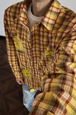趣味小狗印花格子长袖衬衫xh151-特p45，男装衬衫，电商B367