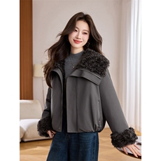 短款宽松加绒加厚外套2025年新款宽松休闲减龄洋气女，女装羊羔毛/颗粒绒，秀美人生