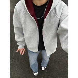 抖音得物品质 26春装美式高街重磅结构双层双面卫衣开衫外套XS107图片