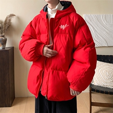 黑色面包服棉衣男款冬季加厚情侣连帽棉衣外套大码潮牌美式棉袄子，男装棉衣，电商B367