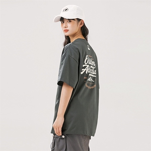 2024夏季新款男装日系潮牌纯棉印花圆领宽松短袖休闲T恤T898-F40图片