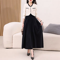 2023年春季新款时尚优雅气质潮流小香风外套+连衣裙两件套装，女装套装/套裙，奋斗女王