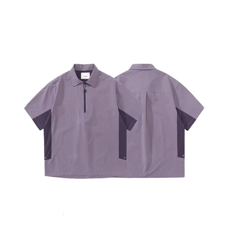 半拉链polo衫男士夏新款美式痞帅宽松轻薄拼接短袖t恤PL86P44,男装T恤,星座1013-5
