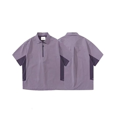 半拉链polo衫男士夏新款美式痞帅宽松轻薄拼接短袖t恤PL86P44，男装T恤，星座1013-5