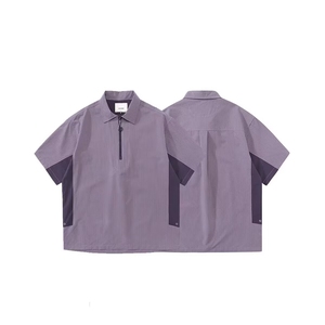 半拉链polo衫男士夏新款美式痞帅宽松轻薄拼接短袖t恤PL86 P44图片