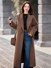 现货手工缝制冬保暖新款时尚可拆卸帽子双面呢大衣送腰带帽子，女装双面呢大衣，美静678