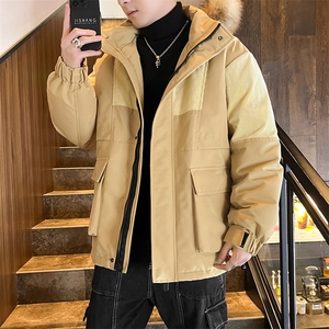 港风2026新品冬季宽松撞色棉服派克服毛领冬装加厚外套D009-P145图片