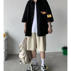 日系短袖衬衫男款夏薄款宽松休闲百搭衬衣凉感港风上衣LS2202P34，男装衬衫，星座1013-5