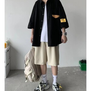 日系短袖衬衫男款夏薄款宽松休闲百搭衬衣凉感港风上衣LS2202 P34图片
