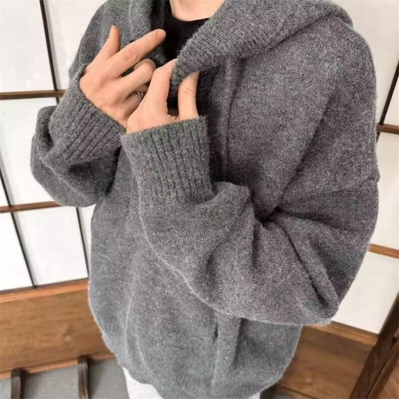 新款开衫毛衣美式复古休闲慵懒风V领针织衫男纯色外套MY5727,男装针织衫/毛衣,电商D315