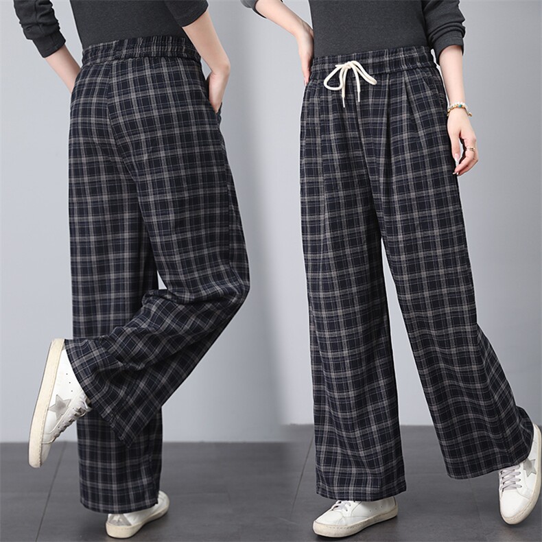 休闲裤2025年秋季新款时尚宽松中年妈妈大码棉麻九分裤，女装休闲裤，江忆布依