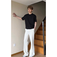 夏季美式cleanfit立褶微喇西裤男直筒垂坠感冰丝休闲裤K312-P35，男装西裤，星座1004-3