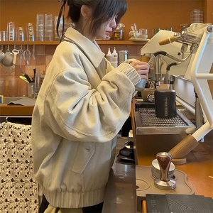 韩定织猎户米线条刺绣灯芯绒夹棉棉服夹克  JKMF009 P118图片