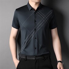 男装短袖衬衫2023夏季男士商务休闲免烫衬衣潮流宽松百搭纯色上衣，男装衬衫，电商B212（原钱塘6029）