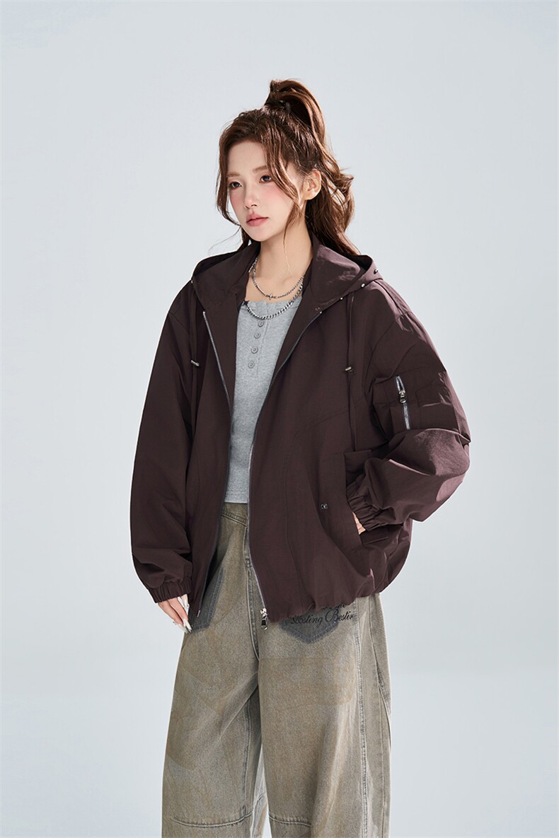 2026春季新款连帽外套女宽松休闲百搭设计感夹克XZ309JK8005P75,男装夹克,星座309（原A406）