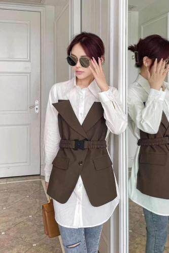 拼接衬衫，女装衬衫，田间晨露