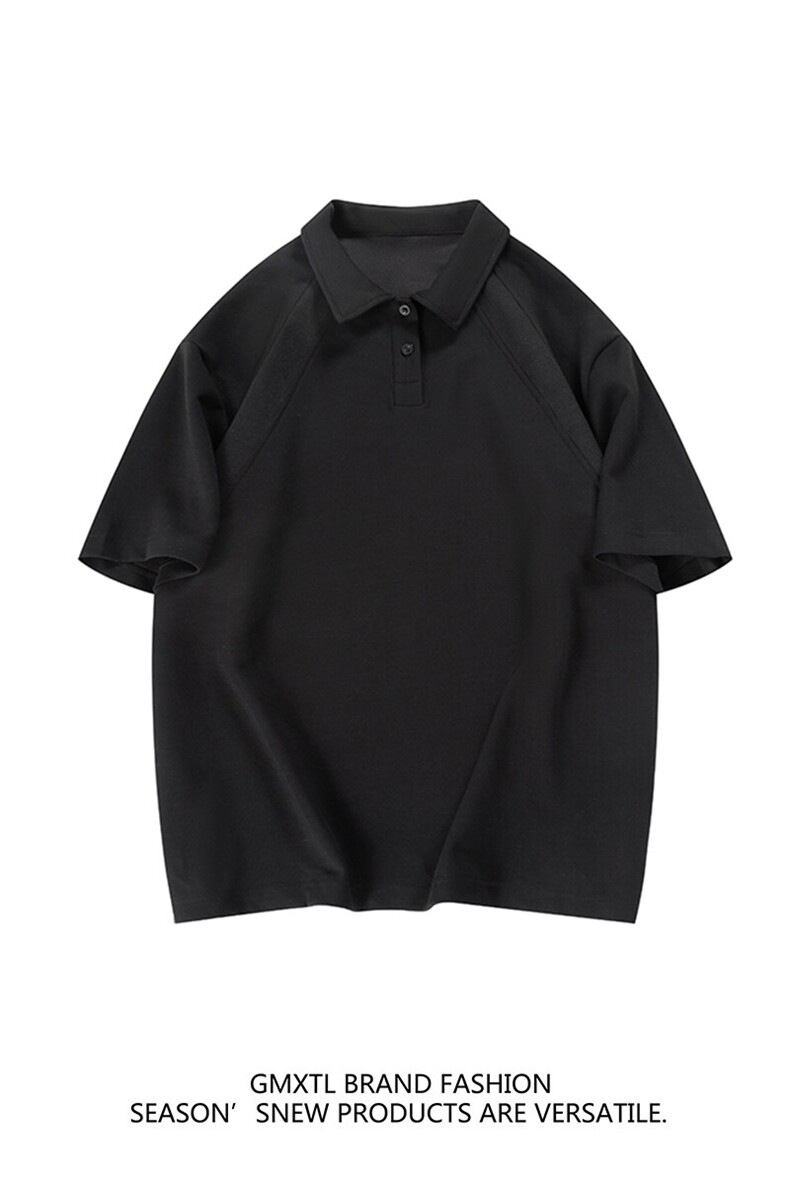 纯色翻领polo衫男款夏季纯色痞帅cleanfit高级感宽松短袖t恤上衣,男装T恤,电商B371