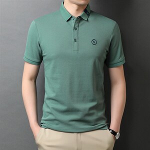 夏季新款男士翻领短袖t恤中年有领男装上衣服休闲POLO衫图片
