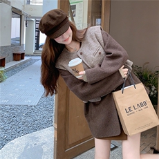 冬季主推时尚双面羊毛外套女马甲两件套超好看套装A803K295K428，女装套装/套裙，2C268