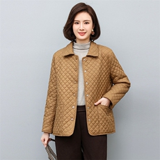 时尚菱形格轻薄棉衣女款显瘦保暖外套，女装棉衣/棉服，鑫鑫格