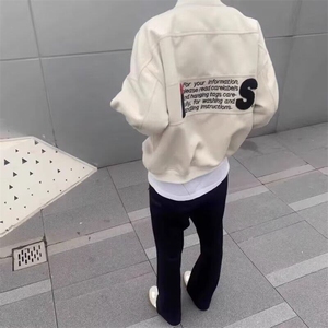 网图毛呢刺绣飞行夹克男外套春秋Cleanfit男女棒球服  G77 -P68图片