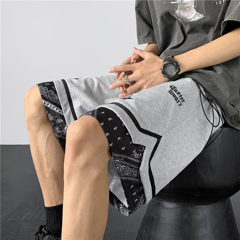 夏季新款腰果花假两件刺绣短裤宽松M~5XLXZ604-DK801-P45控58,男装牛仔裤,星座604