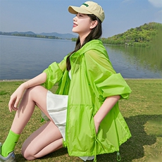 连帽防晒衣女2025夏季新款连帽宽松轻薄透气时尚漂亮防晒服短外套，女装短外套，蝶眷