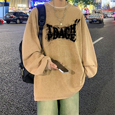 品质重磅纯棉美式蜡染水洗做旧潮牌宽松长袖t恤CT310特P38，男装T恤，电商A486