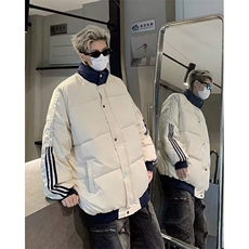 拼接棉衣男冬季三条杠韩系穿搭高级感面包服潮牌外套WT842/P90，男装棉衣，星座506