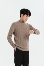 纯色2024年秋季长袖时尚都市套头半高领针织羊毛衫，男装羊毛衫，牧绒家园高端店