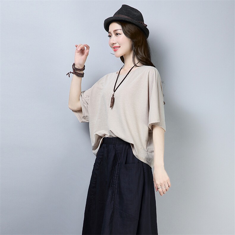 2021年夏季新款韩版套头圆领T恤女短袖蝙蝠袖上衣服女打底衫,女装T恤,简韵佳