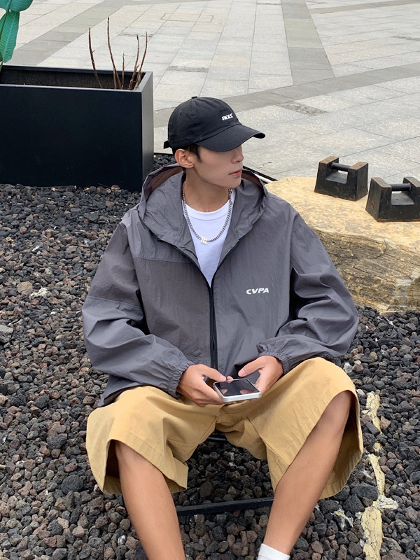 Wt306-P40夏季宽松带防晒指数连帽防晒服,男装夹克,星座1501-1