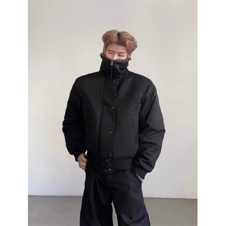 翻领毛领廓形宽松夹棉外套飞行员夹克棉服网网B131-P93,男装夹克,星座910-1