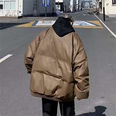 冬季街头ins潮牌星星重磅PU皮棉衣男女保暖休闲百搭面包服皮棉袄，男装棉衣，星座302B