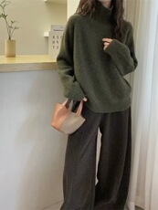 2026年秋季时尚百搭通勤简约休闲插肩高领，女装羊毛衫，圣旺供货