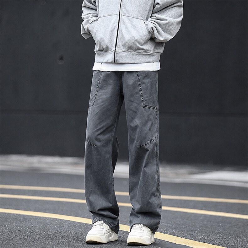 A408-24KG01-P65-X89-M-3XL美式复古军绿色多口袋痞帅直筒休闲裤,男装休闲裤,电商A408