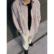 日系百搭条纹衬衫男春季新款韩系宽松休闲长袖衬衣外套情侣，男装衬衫，星座506A
