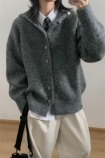 网图连帽毛衣男秋冬新款开衫复古套头针织衫慵懒风外套-A2311P72，男装针织衫/毛衣，电商B241