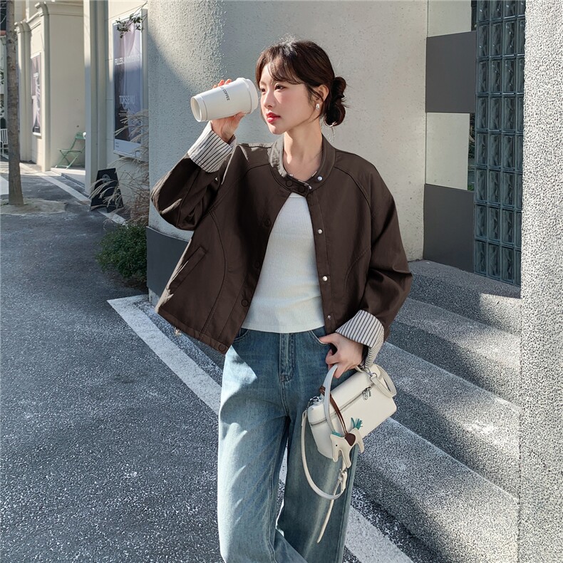 已出货春装新款~咖色皮衣外套女1楼南36-39吾爱衣-A21-P140-K268,女装皮衣,1C083