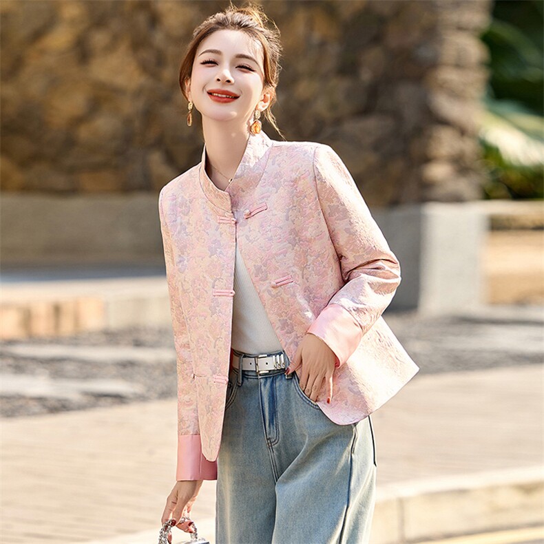 新中式提花刺绣短外套女2025春装新款今年爆款流行超火小香风上衣,女装短外套,姿衣坊