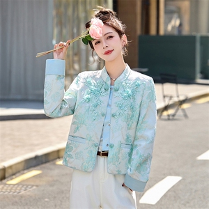新中式刺绣提花短外套女2026春装新款今年超火小香风上衣图片
