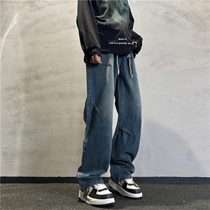 k1085-p55-控78  S-3XL现货折皱宽松cleanfit牛仔裤图片