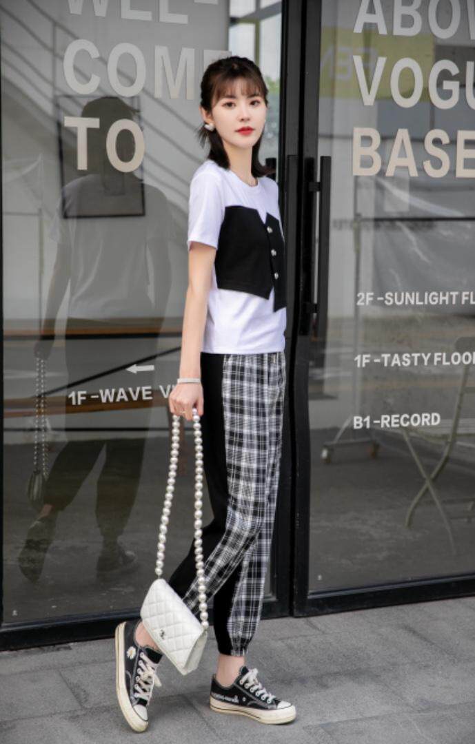 现货供应：韩版新款拼色套装M一XXL，女装职业装，拉思维加丝