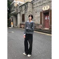 XZ1005-1-TTH739-P68假两件miu系polo领毛衣针织衫学院风老钱风，男装Polo衫，星座1005-1