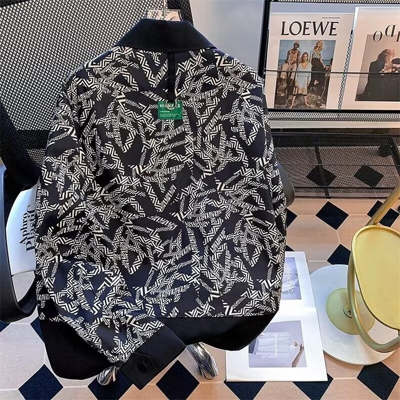 美式潮夹克男小香风格子拼接翻领上衣棒球服W1040P75,男装夹克,星座1116-2