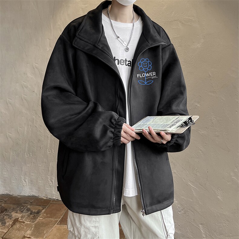 麂皮绒夹克男大码立领褂子外套JK85274-P68加绒款-P78,男装夹克,电商A040